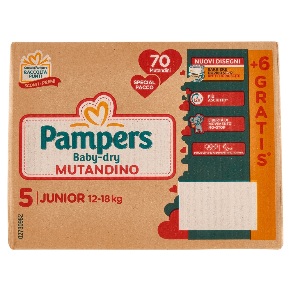 Pampers Baby-dry Mutandino Junior 70 + 6 pz